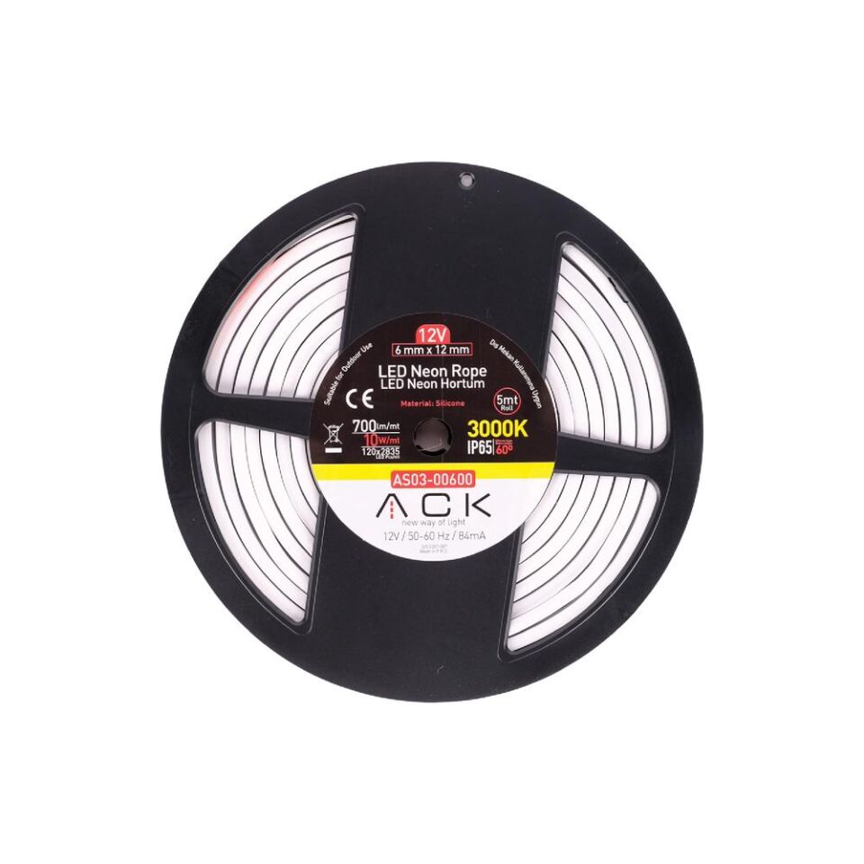 ACK AS03-00602 Pembe Işık 12V Neon LED 5-Metre
