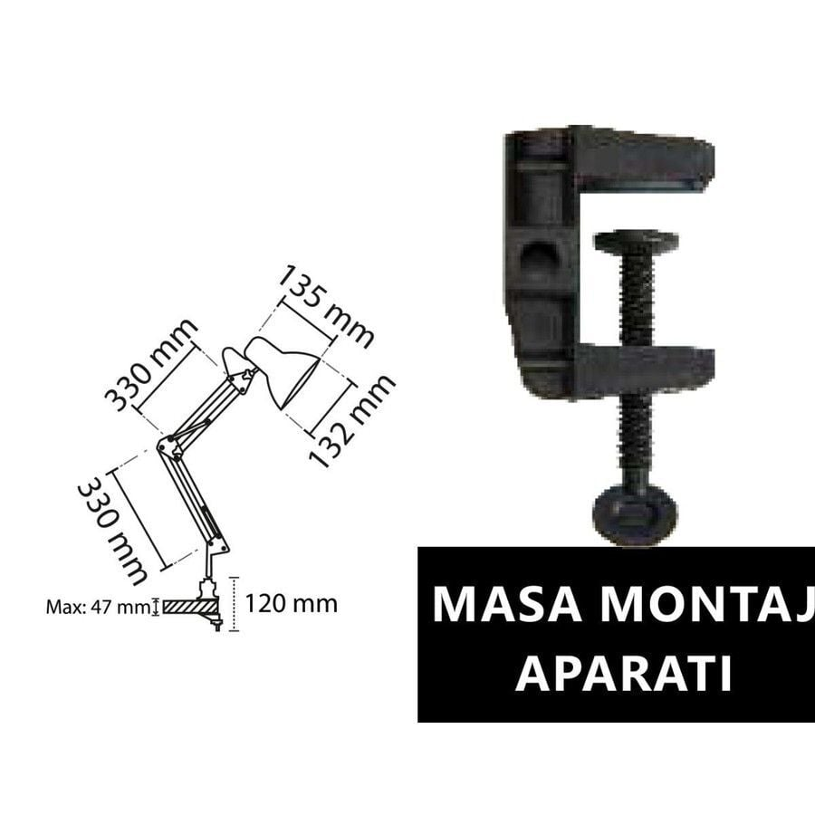 NOAS YL86-1311 Köln (Mengeneli) E27 Duy Siyah Masa Lambası