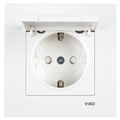 Viko Karre/Meridian Beyaz Kapaklı Topraklı Priz Mekanizma (Çerçeve Hariç)(Çocuk Korumalı) 90967012