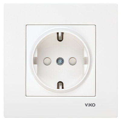 Viko Karre/Meridian Beyaz Topraklı Priz (Çerçeve Hariç) (Çocuk Korumalı) 90967042