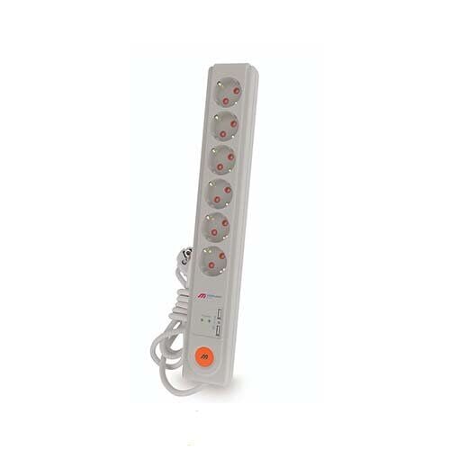 Mutlusan RI-TECH Altılı Şok Korumalı USB Anahtarlı Topraklı Grup Priz (Çocuk Korumalı) (3X1.5 1.5 MT) 001 175 660002 1500