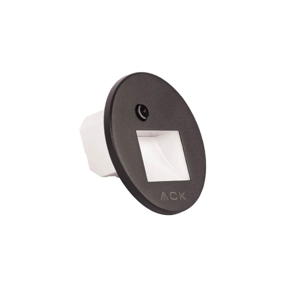 ACK AH07-02691 Sensörlü Merdiven Armatürü CCT Siyah Kare Çerçeve