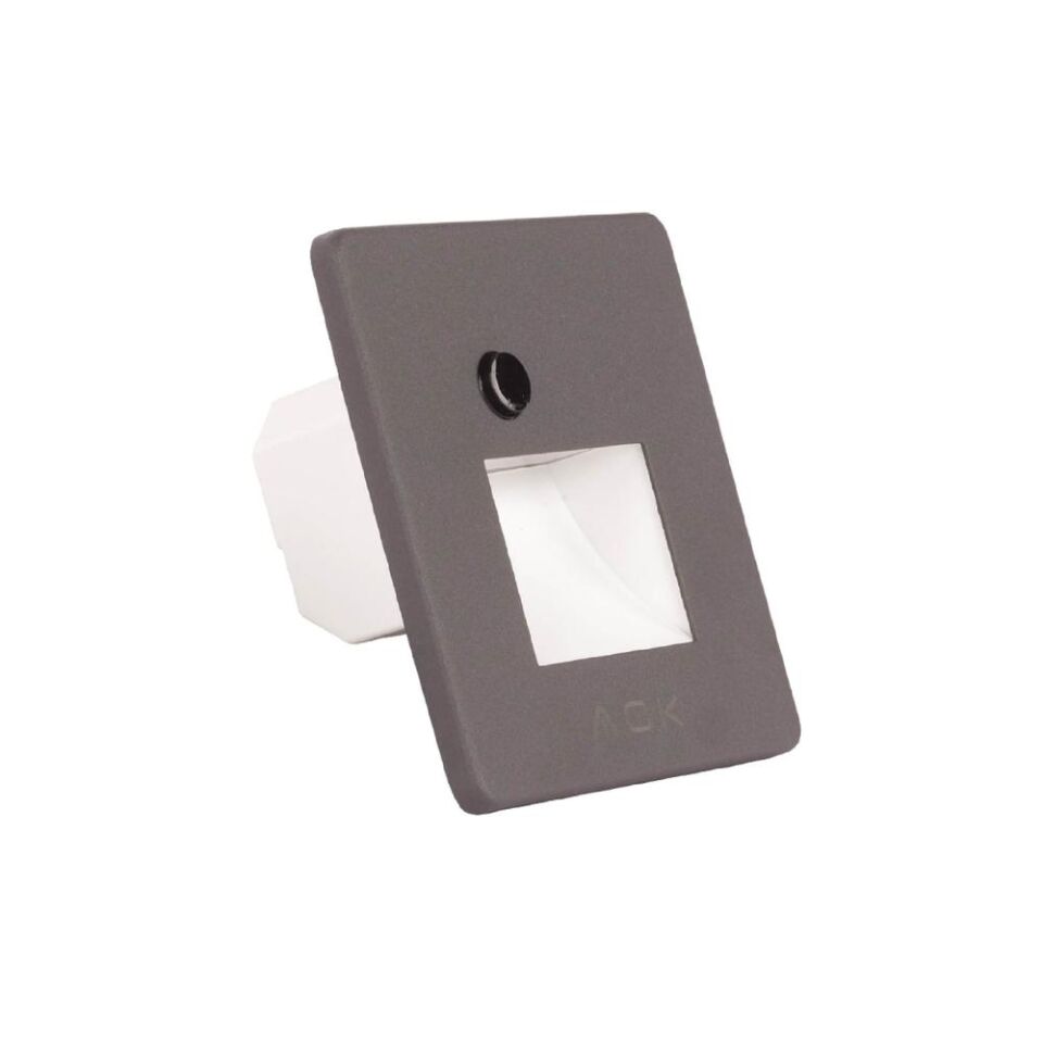 ACK AH07-01693 Sensörlü Merdiven Armatürü CCT Gri Yuvarlak Kare Çerçeve