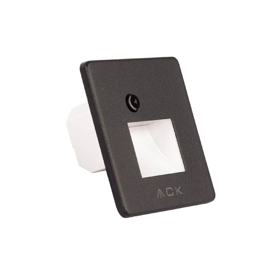 ACK AH07-01691 Sensörlü Merdiven Armatürü CCT Siyah Yuvarlak Kare Çerçeve