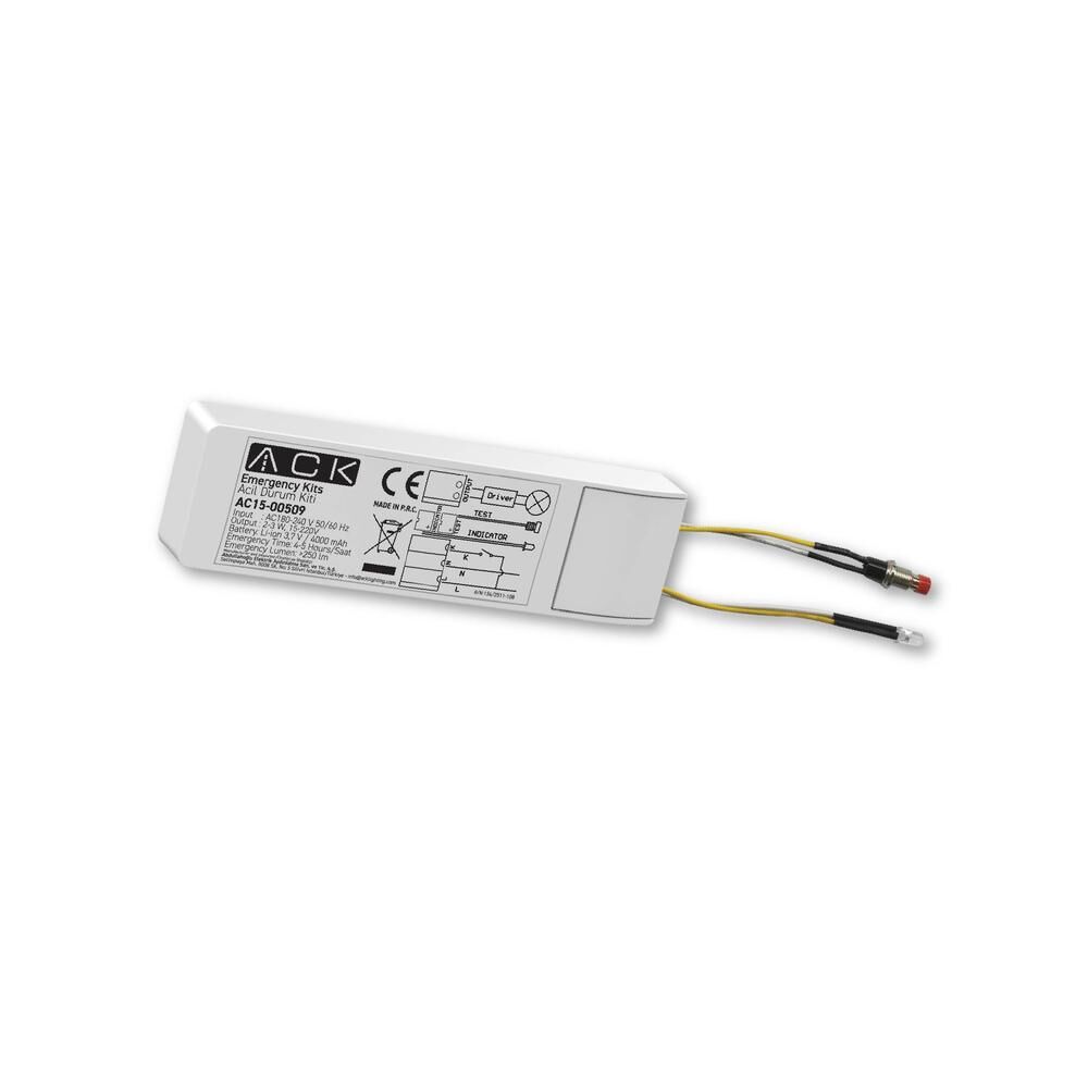 ACK AC15-00509 Acil Durum Kiti Input:ac180-240v Output:15-220v 2-3w4000mah