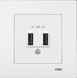 Viko Karre/Meridian Beyaz Usb 5V-2A (Çerçeve Hariç) 90967101
