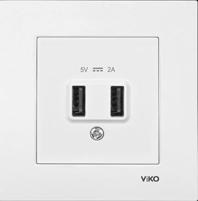 Viko Karre/Meridian Beyaz Usb 5V-2A (Çerçeve Hariç) 90967101