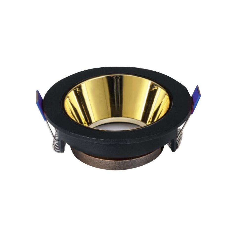 ACK AH03-08221 Gold Reflektörlü Siyah Yuvarlak Spot Kasası