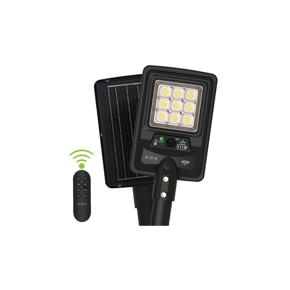 ACK AT42-06031 6500K 60W Solar LED Sokak Armatürü