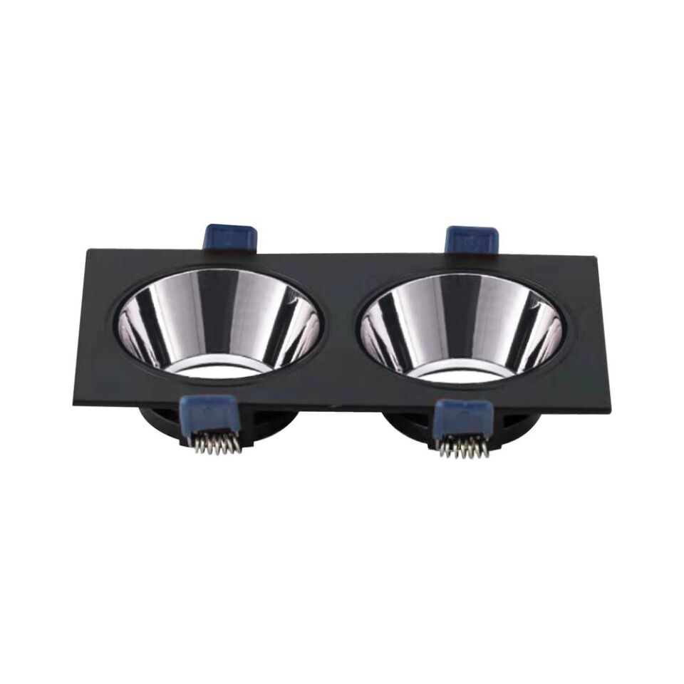 ACK AH03-08331 Gold Reflektörlü Platin Çift Yuvarlak Spot Kasası