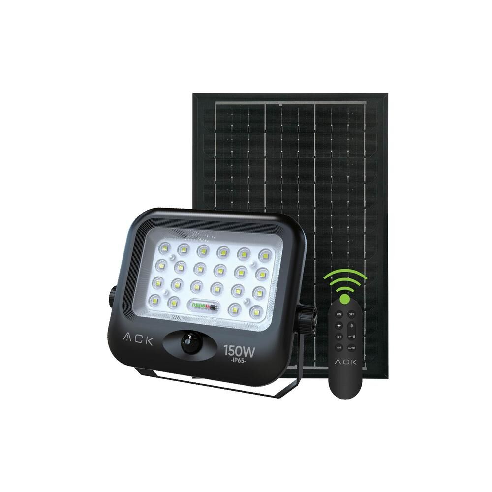ACK AT65-19432 Şarjlı 150W IP65 6500K Beyaz Lensli Solar Projektör