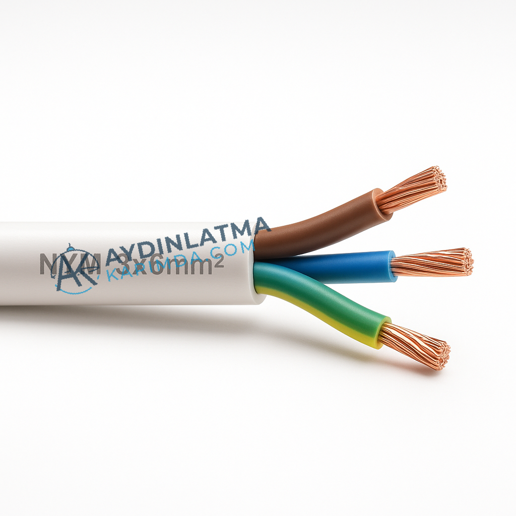 Öznur Kablo - 3X6 NYM Kablo Antigron 100 Metre