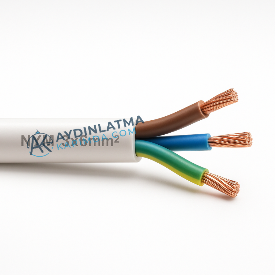 Öznur Kablo - 3X6 NYM Kablo Antigron 100 Metre