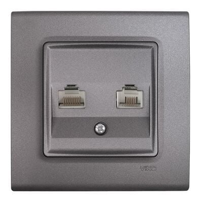 Viko Linnera Life Granit Grisi Data Nümeris Telefon Prizi RJ45 CAT5E - RJ11 (Çerçeve Hariç) 90442035